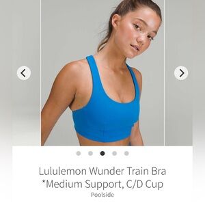 Lululemon Wunder Train CD Cup Sports Bra Size 6 Poolside